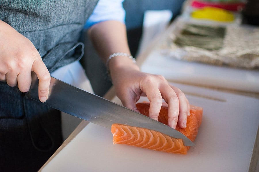 Making sushi with Salmon