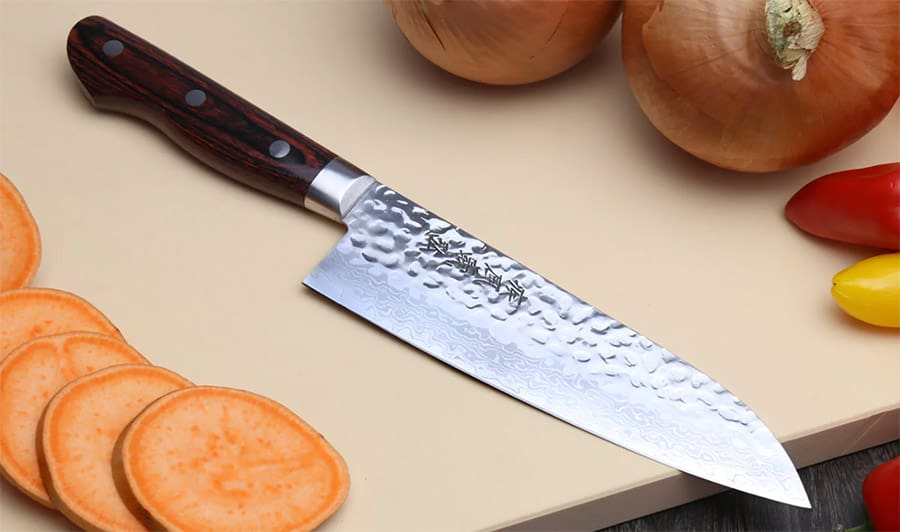 Hammer pressed Santoku knife